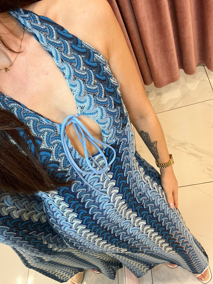 Lizzie Blue Crochet Zig Zag Dress