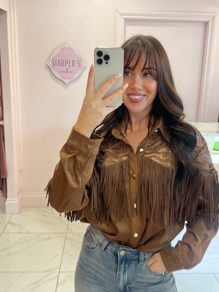 Beyonce Lace & Tassel Premium Detail Blouse Shirt