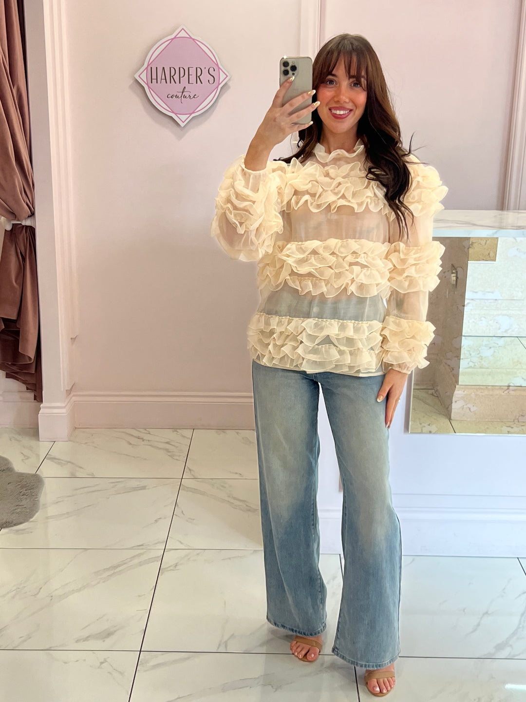 Felicity Cream Frill Blouse Shirt