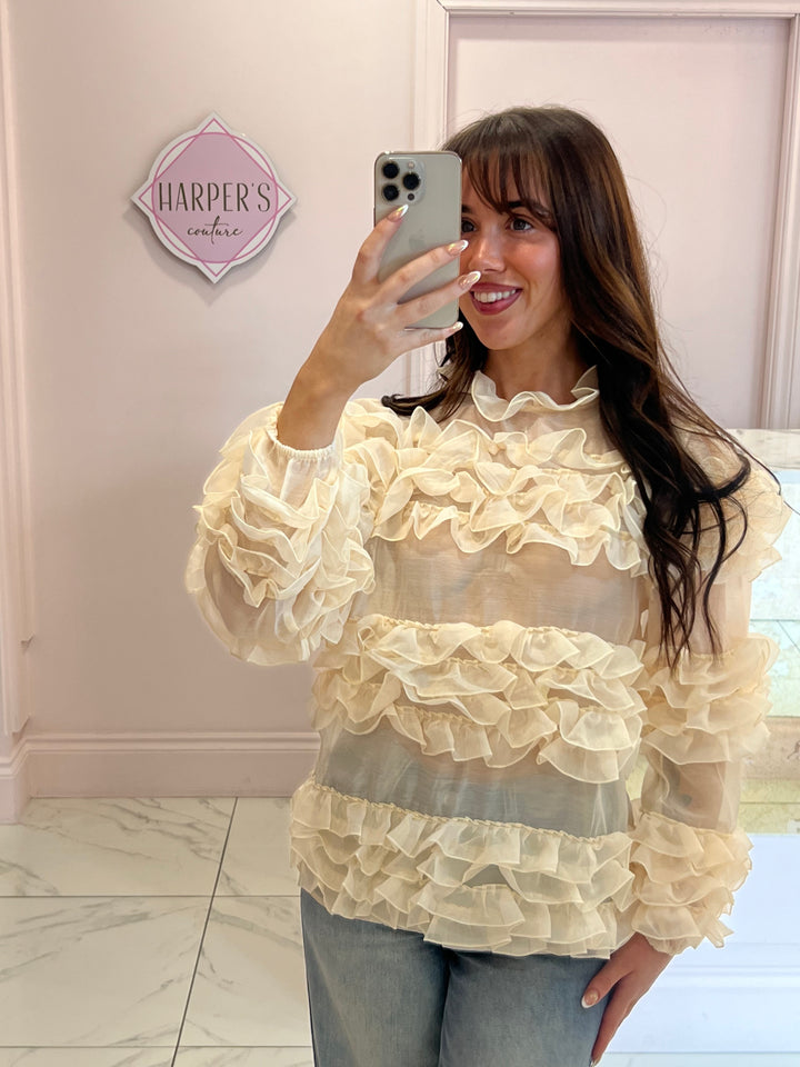 Felicity Cream Frill Blouse Shirt