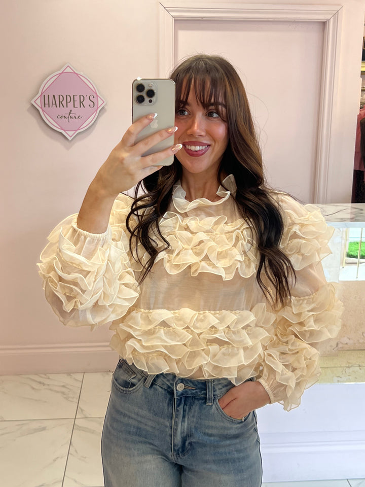 Felicity Cream Frill Blouse Shirt