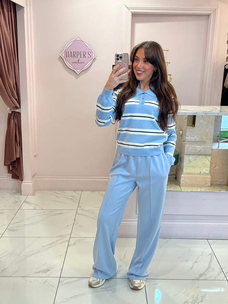 Posie Striped Polo Collar Jumper