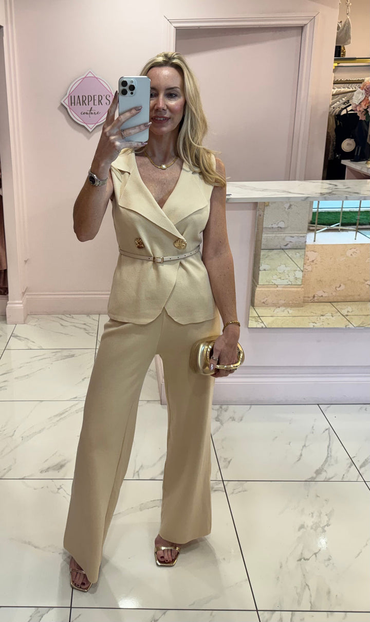 Blake Knit Belted Top & Trouser Co Ord Set