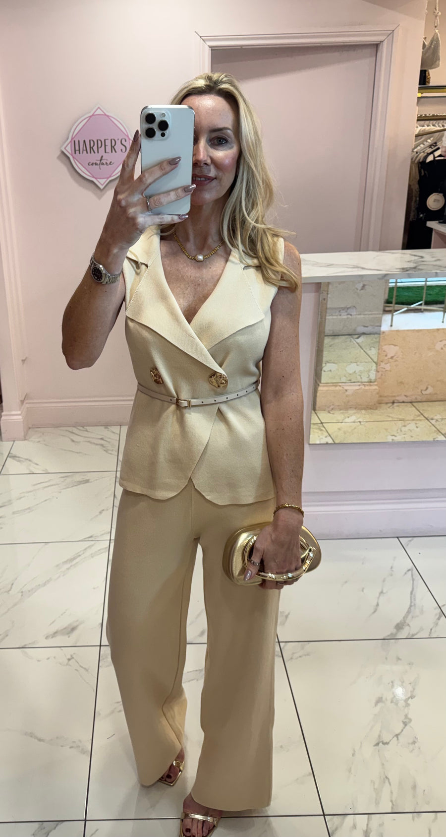 Blake Knit Belted Top & Trouser Co Ord Set