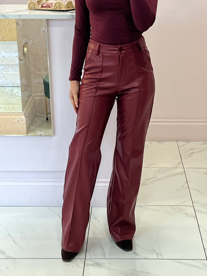 Paloma Faux Leather Wide Leg Trousers