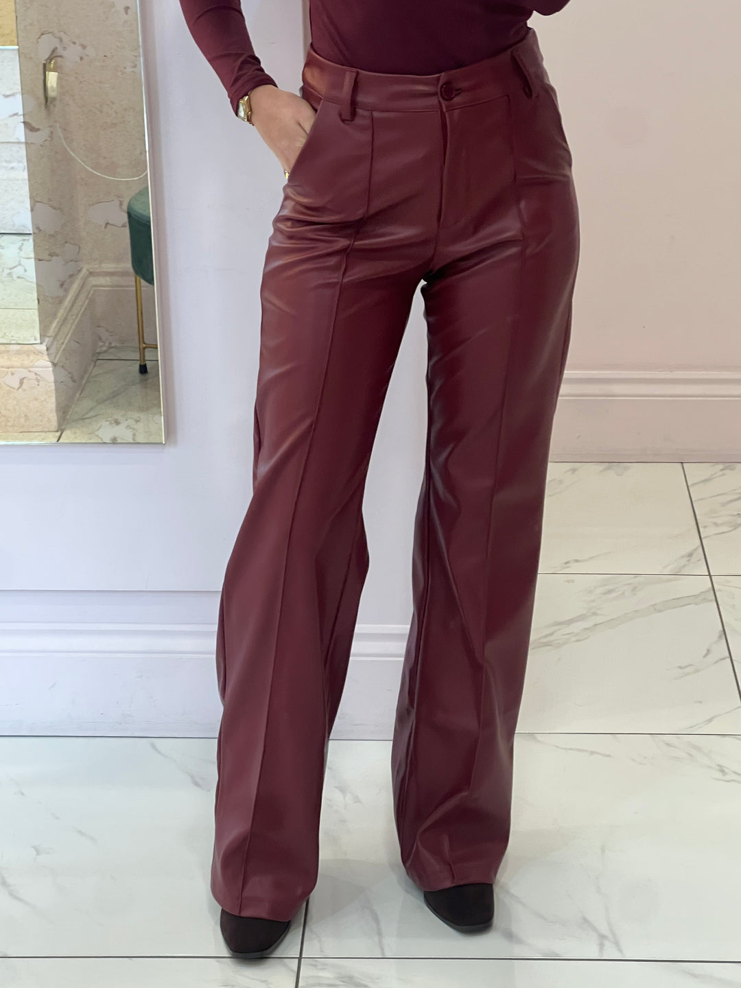 Paloma Faux Leather Wide Leg Trousers