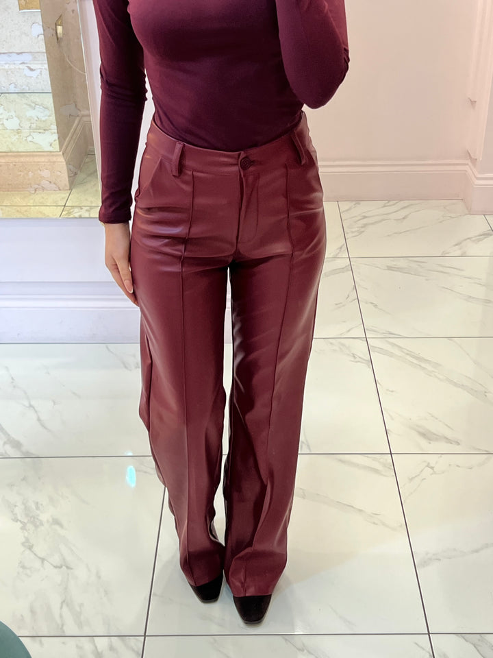 Paloma Faux Leather Wide Leg Trousers