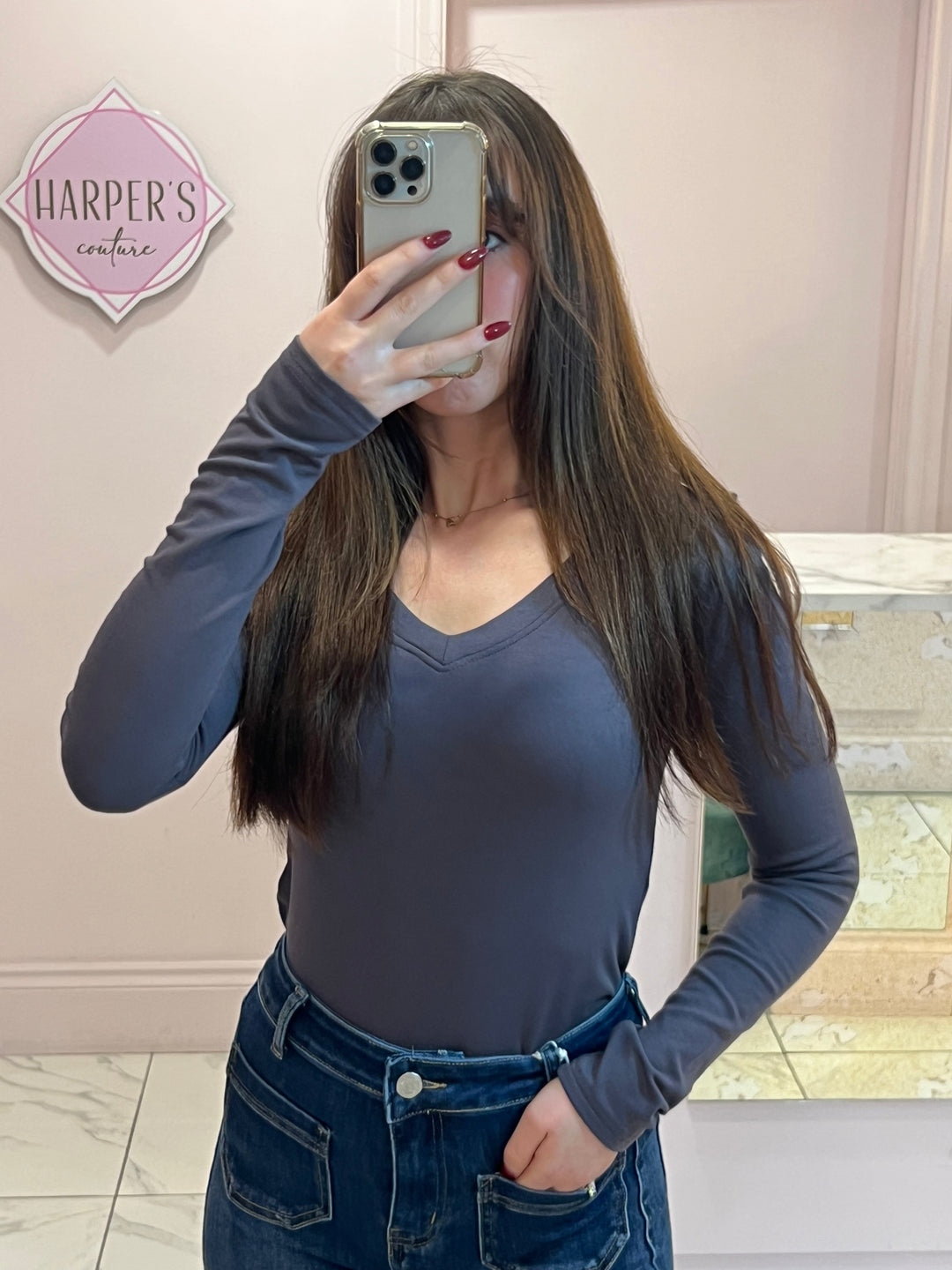 Lottie V Neck Long Sleeve Top