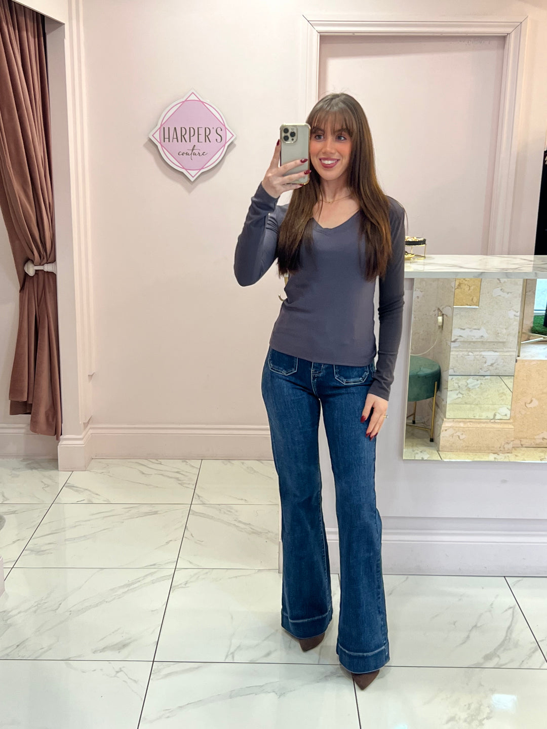 Lottie V Neck Long Sleeve Top