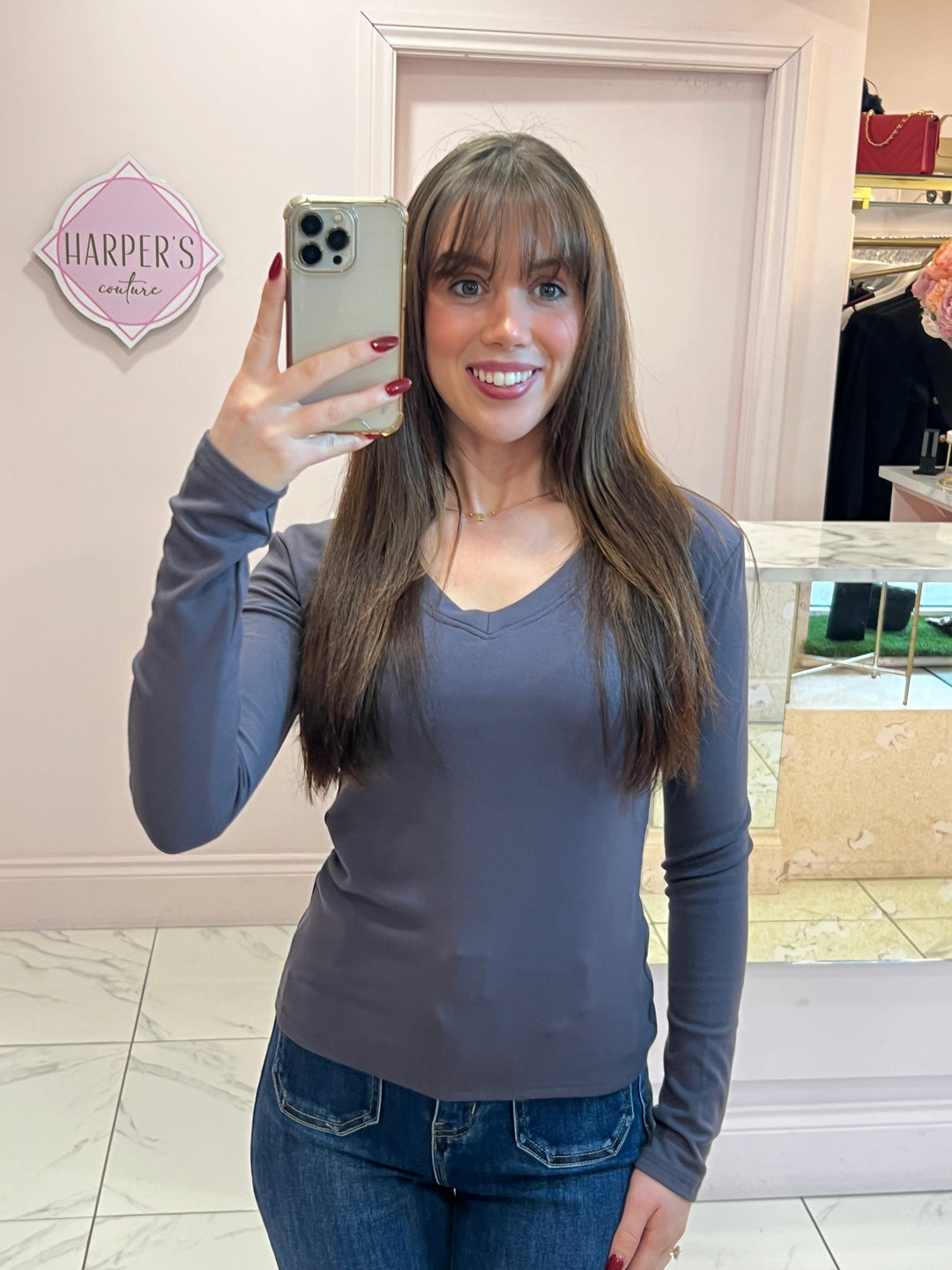 Lottie V Neck Long Sleeve Top