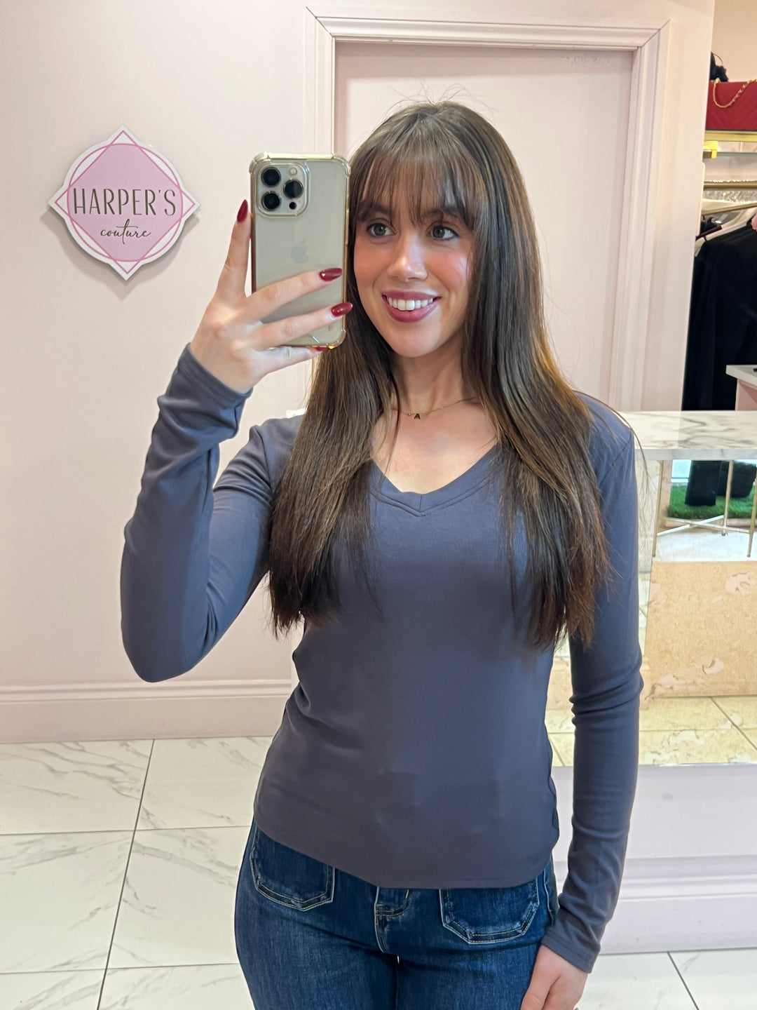 Lottie V Neck Long Sleeve Top