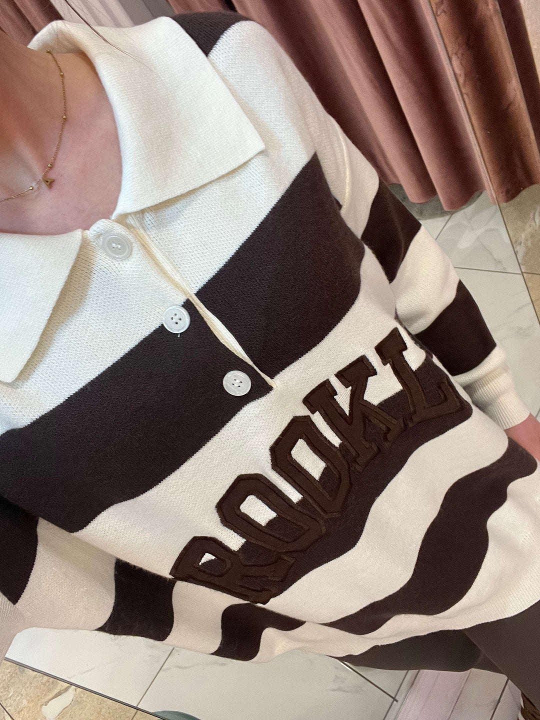 Brooklyn Stripe 1/4 Button Knit Sweater/Jumper