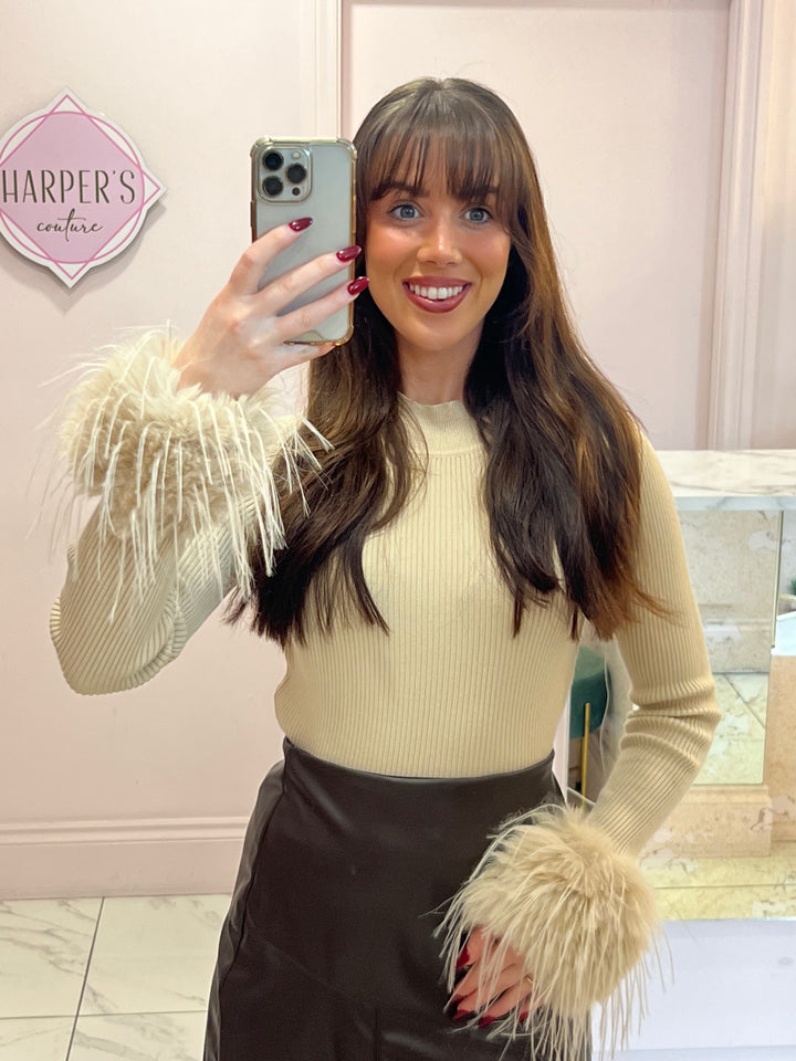Eliza Faux Fur Collar & Cuff detail Jumper