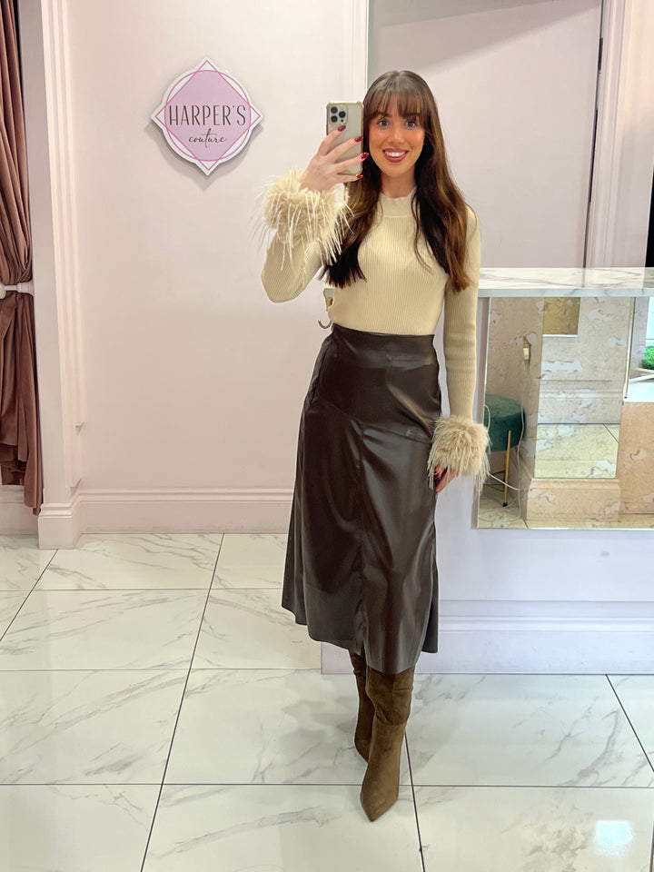 Lara Faux Leather Midi Skirt