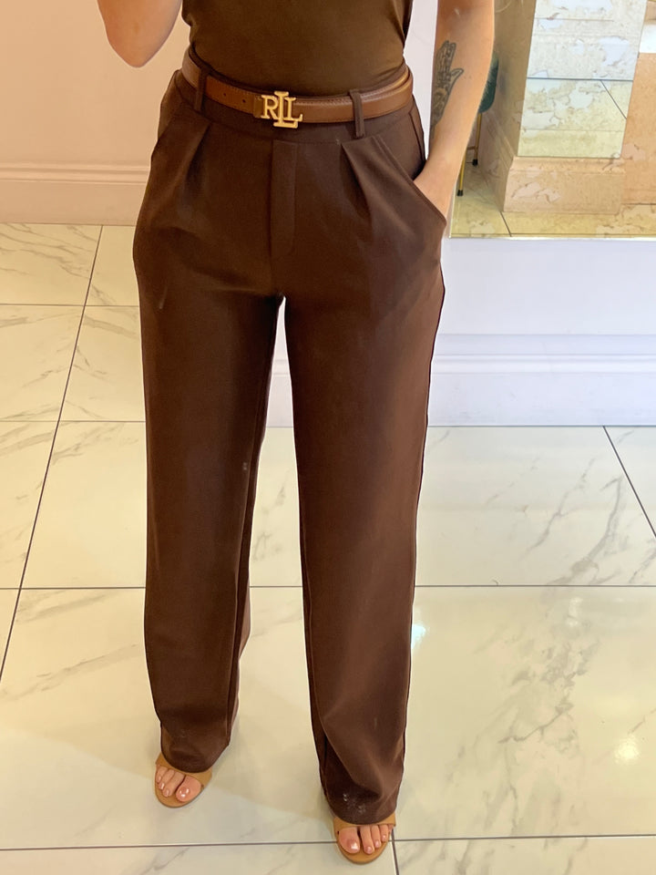 Honey Chocolate Scuba Wide Leg Trousers