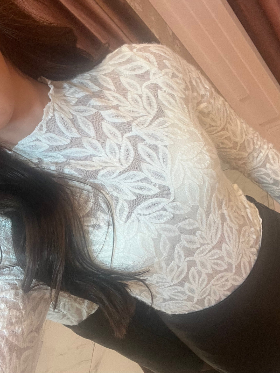 Libby White Lace Leaf Top