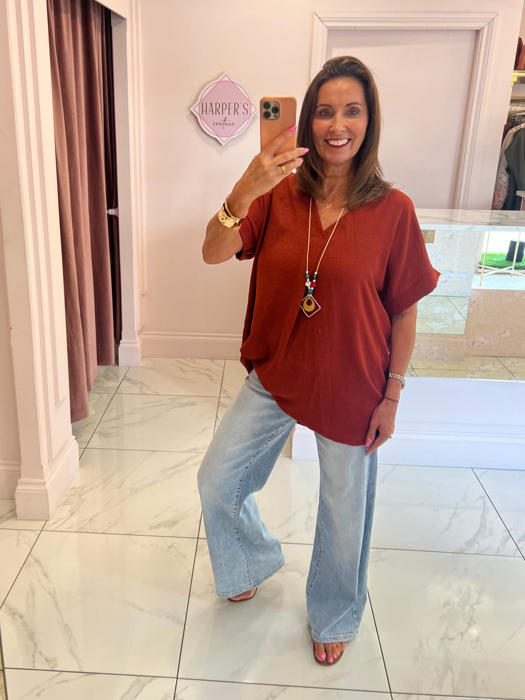 Ember V Neck Top With Necklace