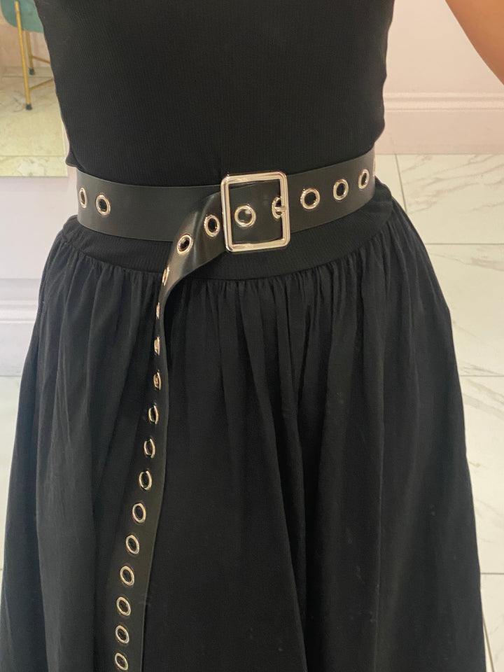 Black & Silver Eyelet Belt