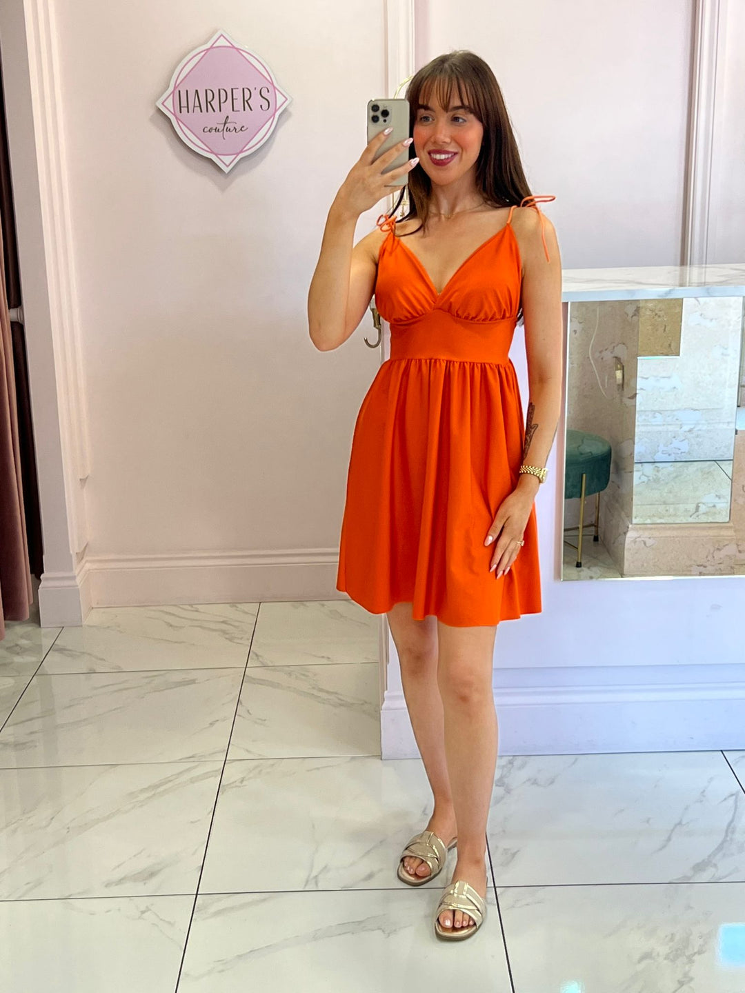 Darcy Orange Mini Summer Dress