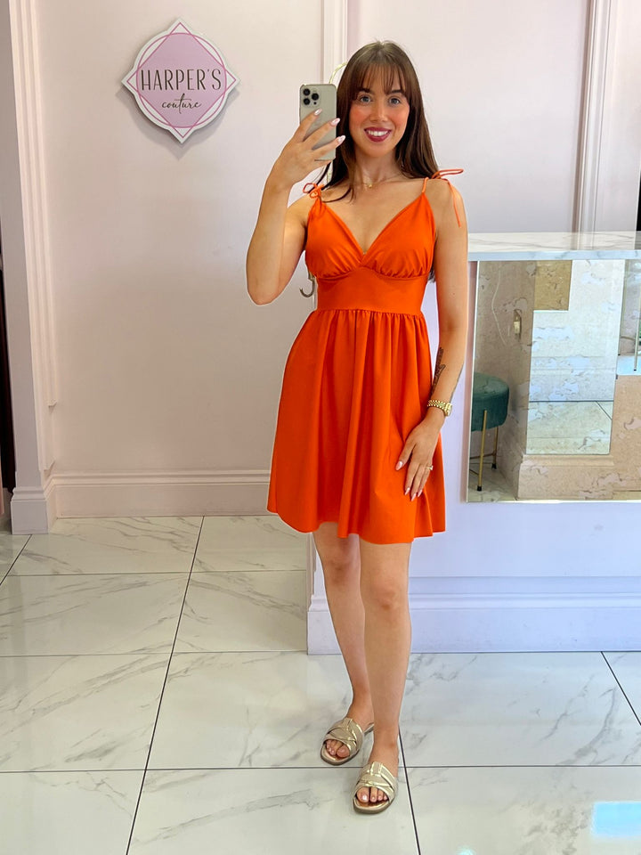 Darcy Orange Mini Summer Dress