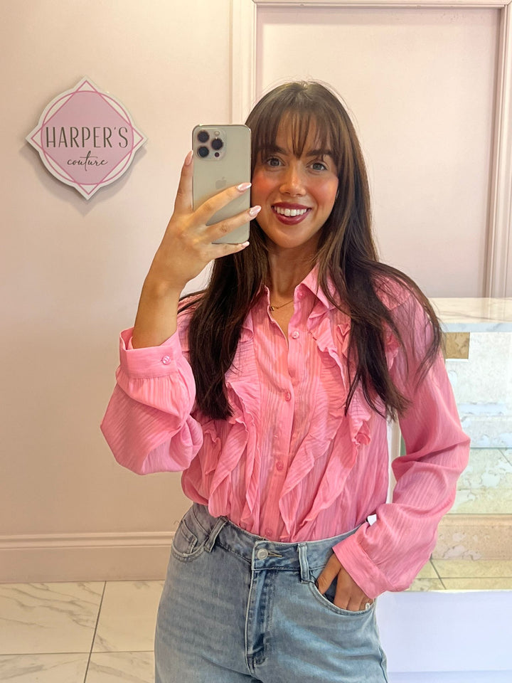 Alana Pink Frill Blouse
