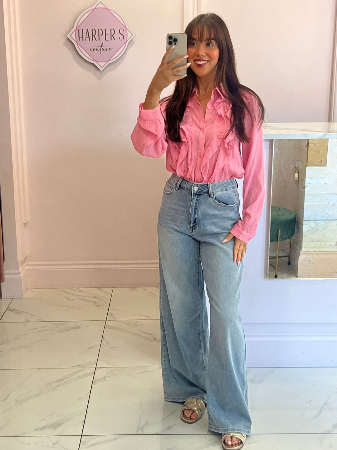 Alana Pink Frill Blouse