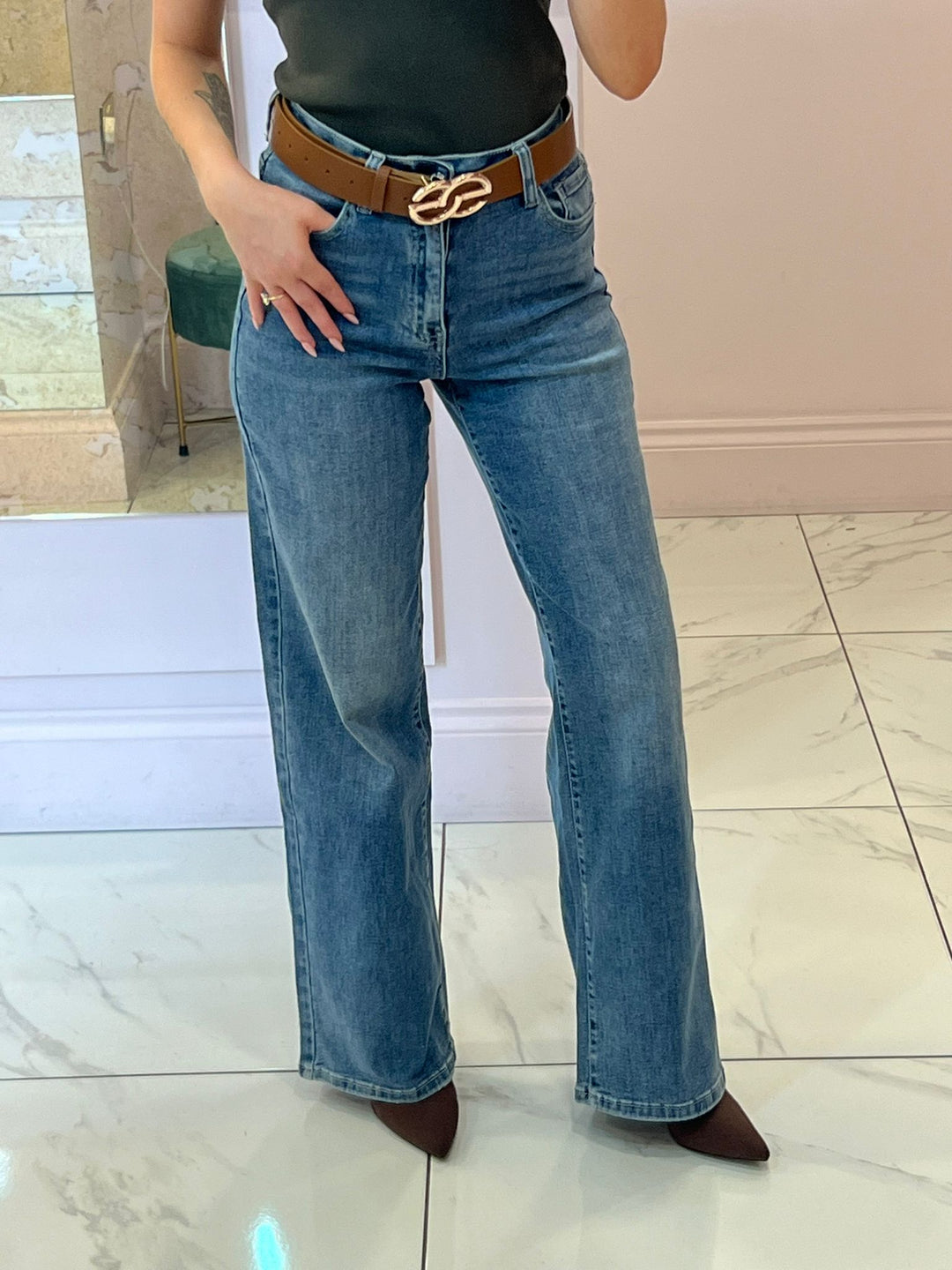 Josie Dad Fit Wide Jeans