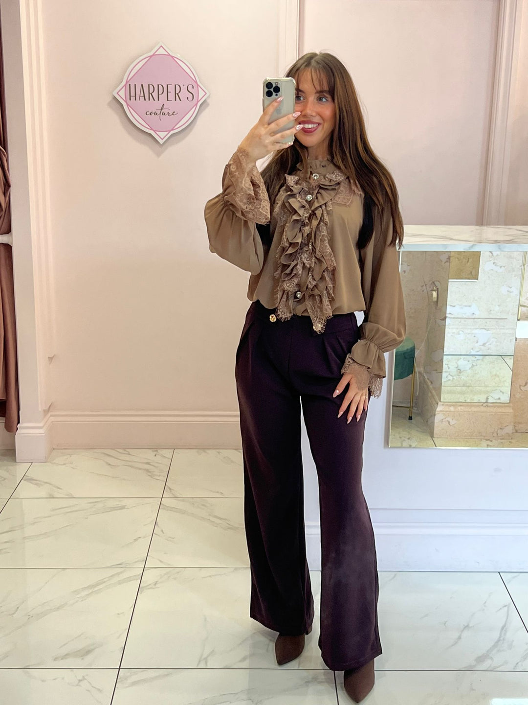 Bonnie Chocolate Wide Leg Trousers