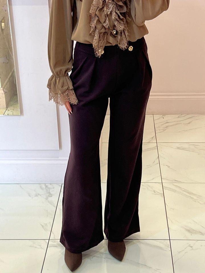 Bonnie Chocolate Wide Leg Trousers