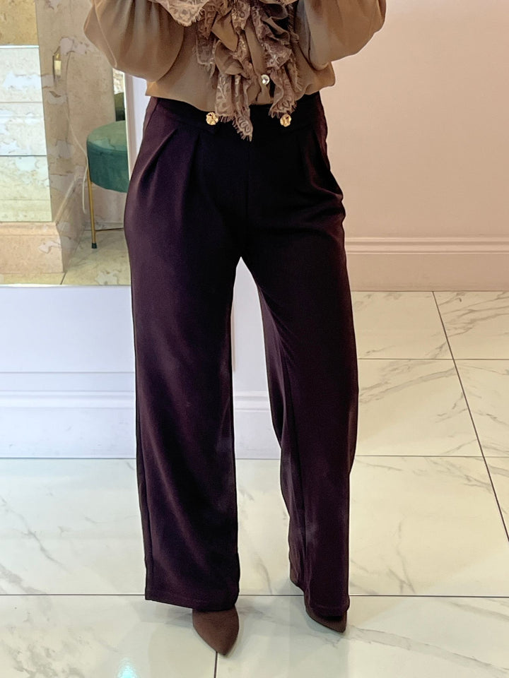 Bonnie Chocolate Wide Leg Trousers