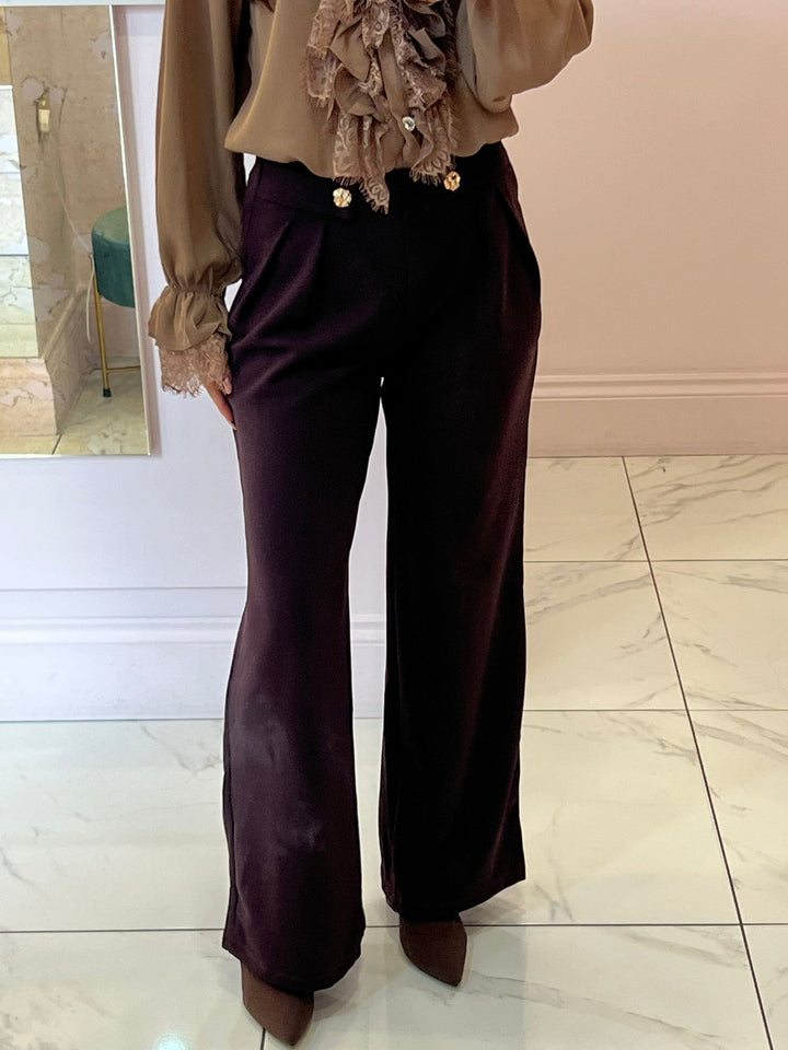 Bonnie Chocolate Wide Leg Trousers