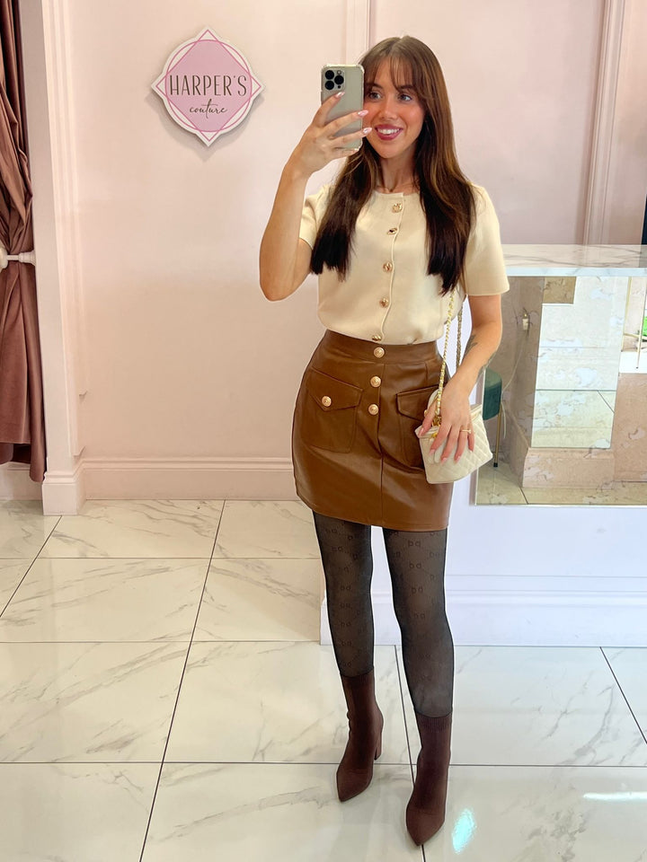 Rachel Brown Faux Leather Skort