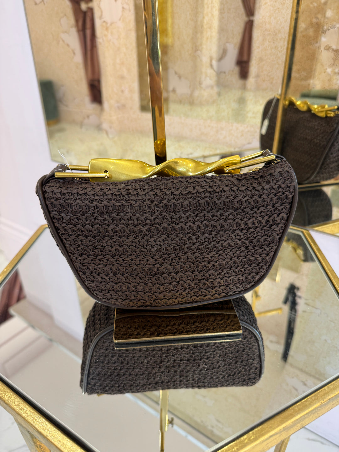 Eve Rattan Top Handle Bag