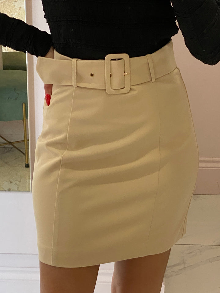 Claris Cream Belted Skirt