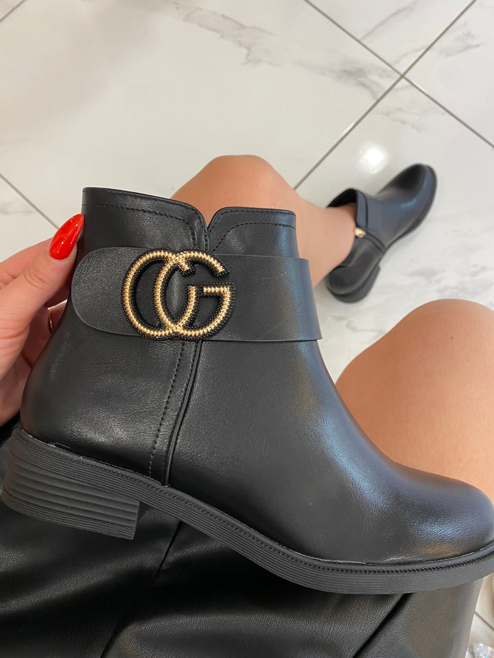 Gianna Black G Detail Ankle Boots