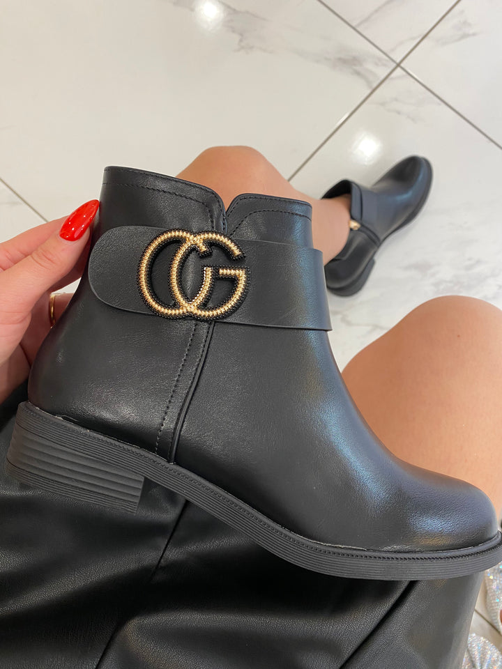 Gianna Black G Detail Ankle Boots