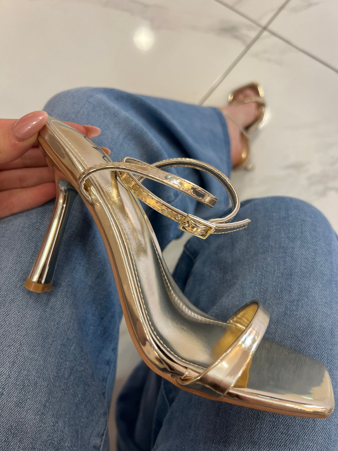 Gabs Gold Strappy Heeled Sandal