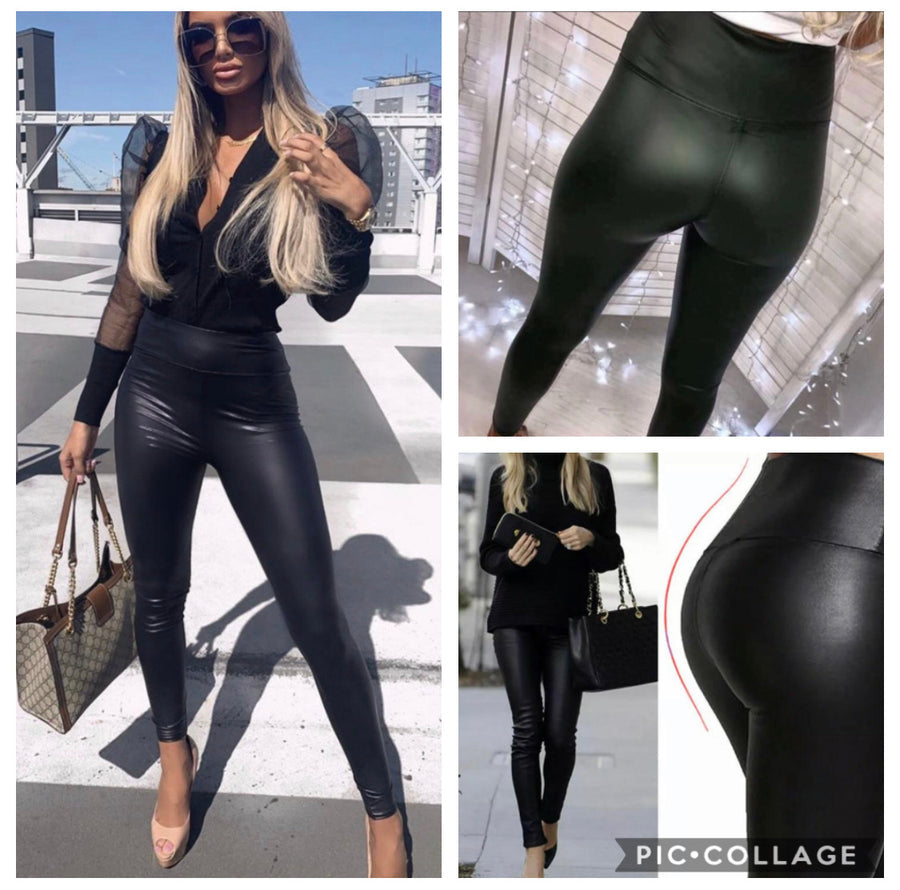 Molly Black Faux Leather Leggings
