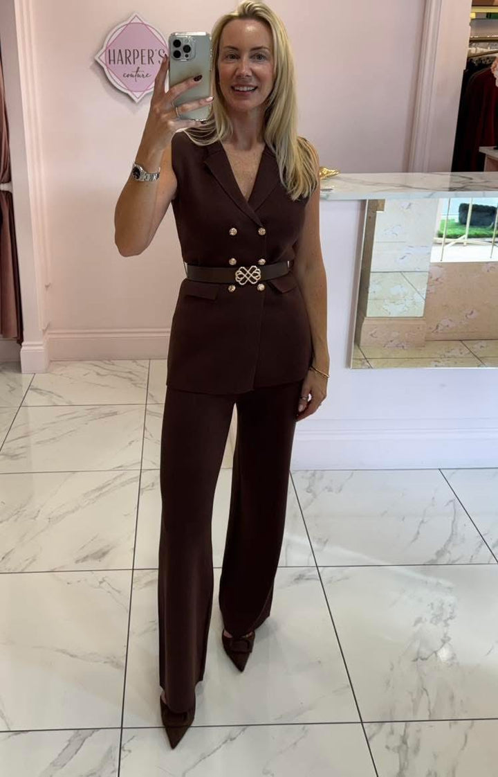 Blake Knit Belted Top & Trouser Co Ord Set