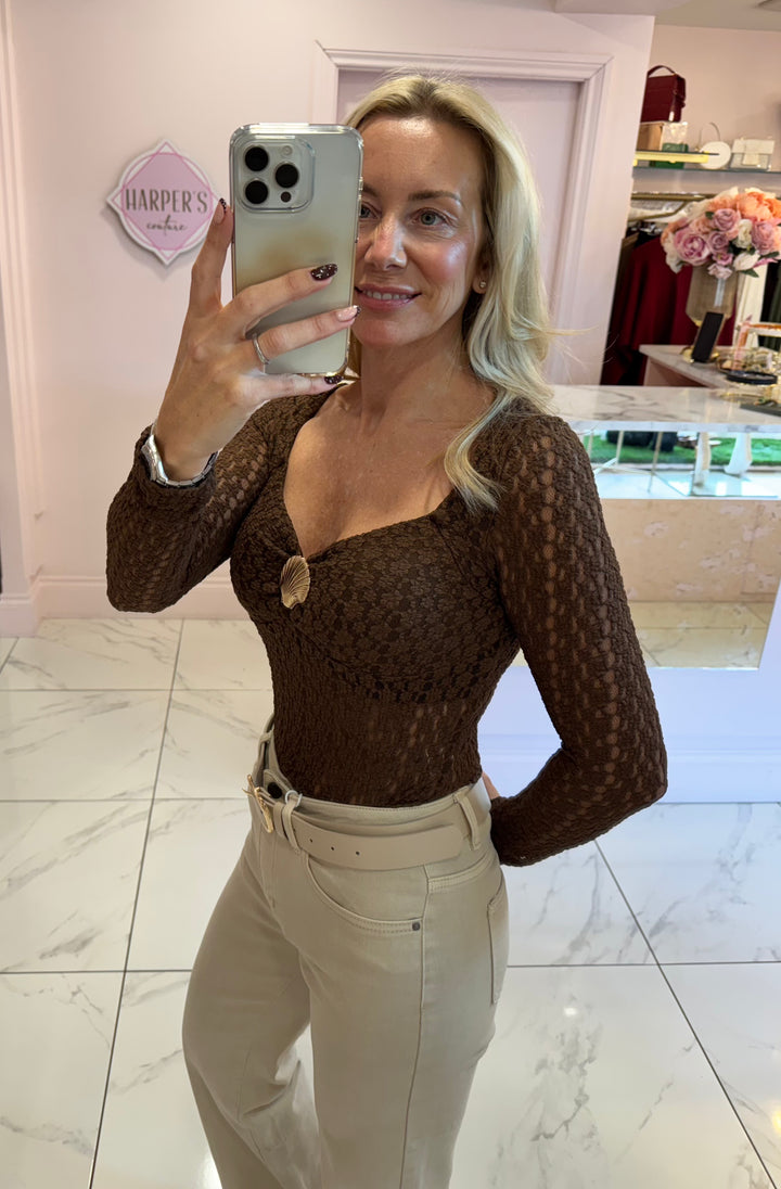 Elouise Chocolate Lace Bodysuit