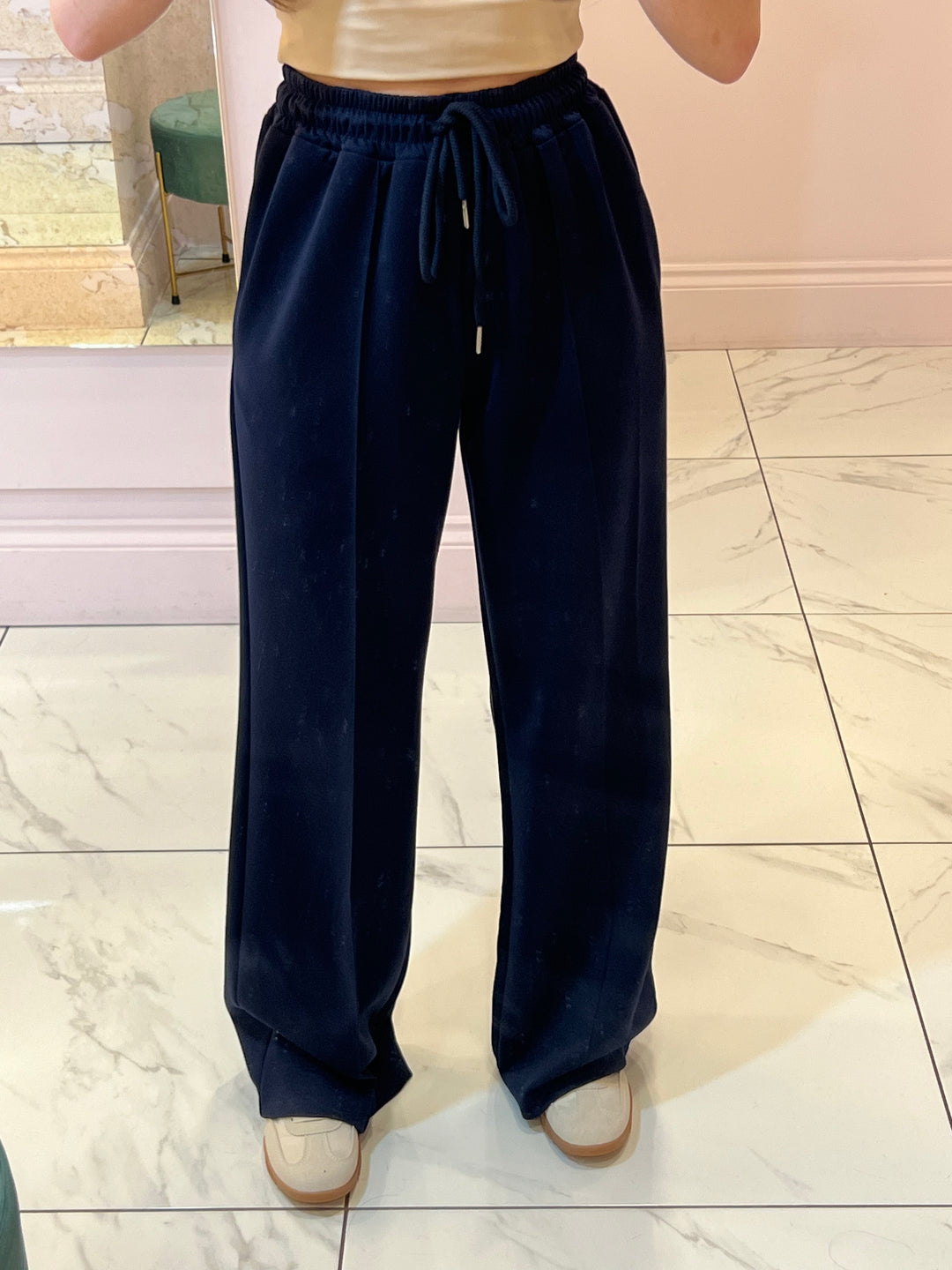 Alex Navy Super Soft Seam Front Trousers