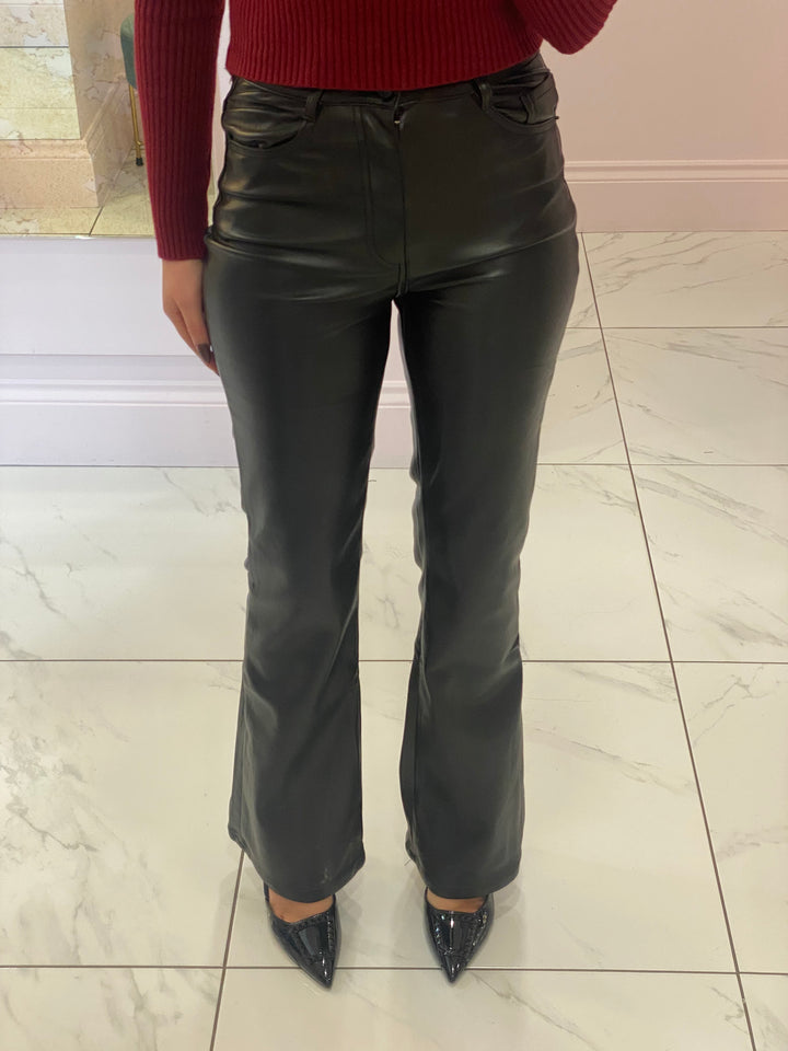 Rihanna Skinny Flare PU Trousers