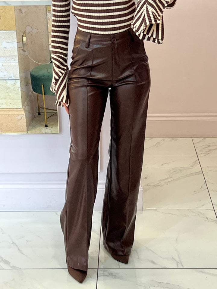 Paloma Faux Leather Wide Leg Trousers
