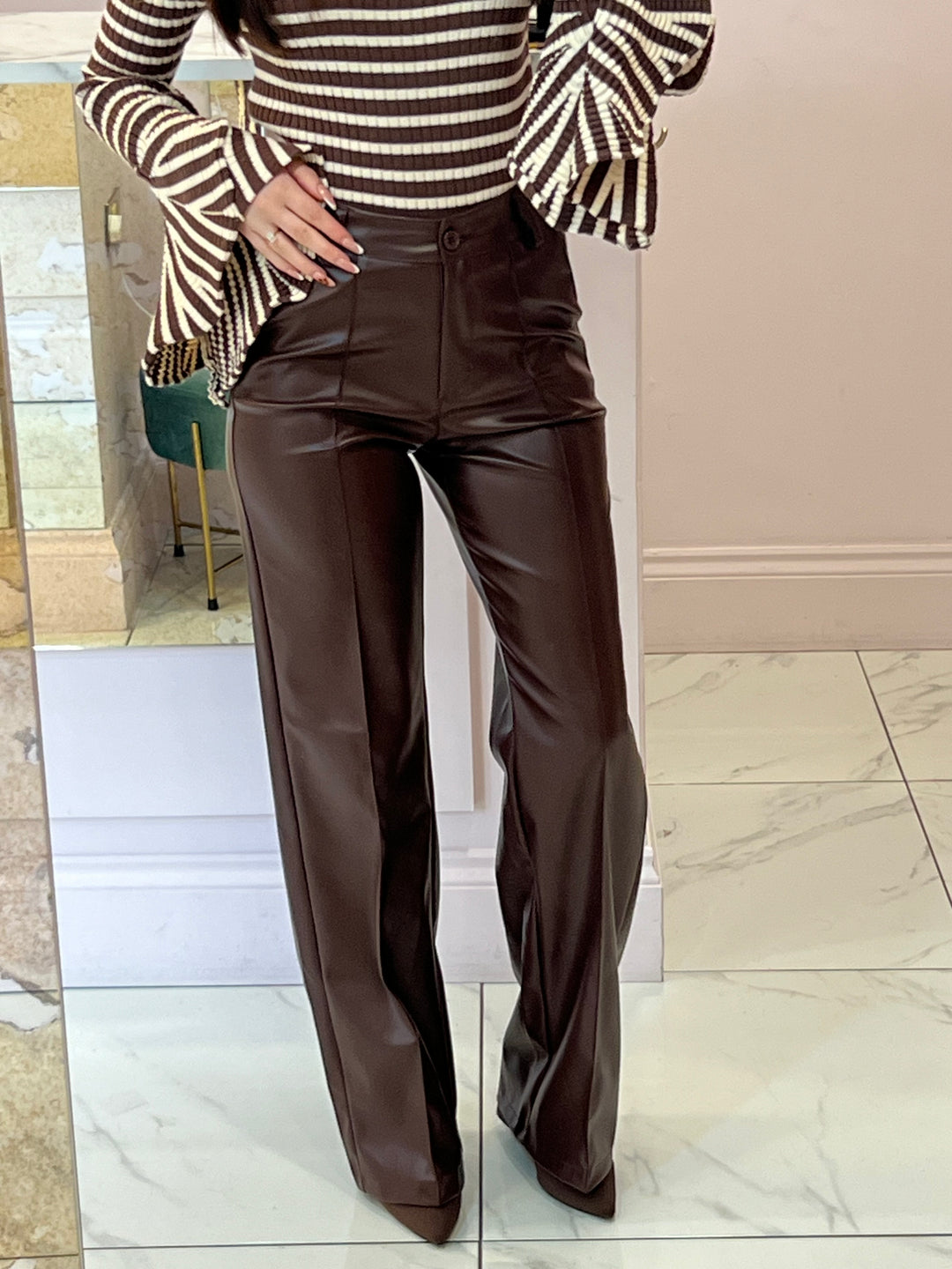 Paloma Faux Leather Wide Leg Trousers