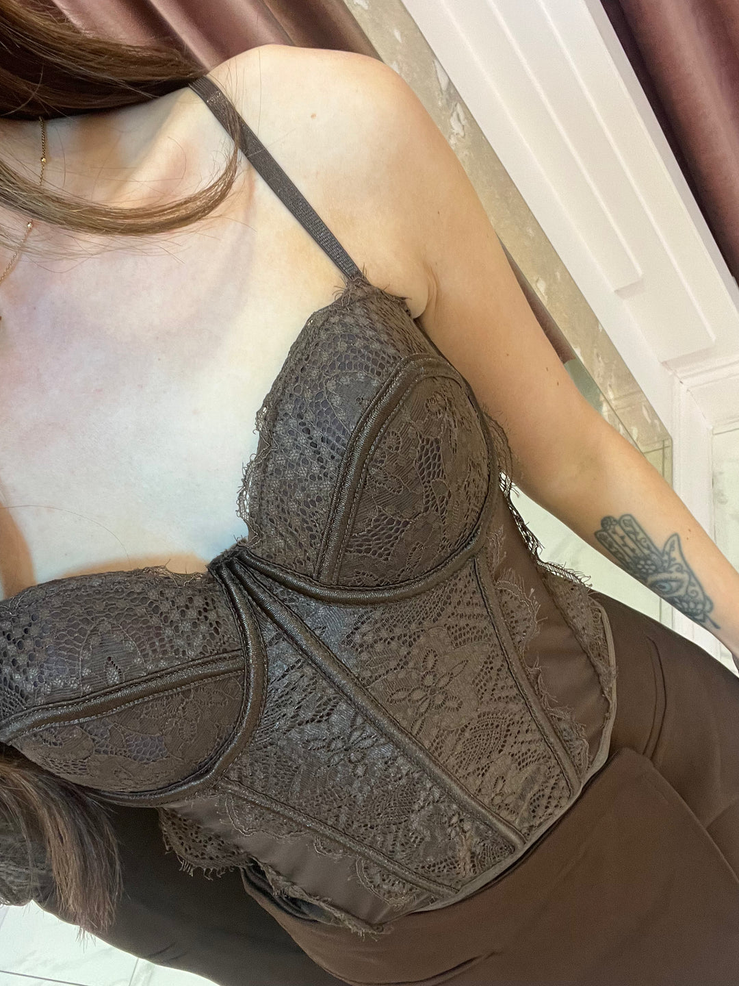 Claudia Chocolate Lace Corset Top