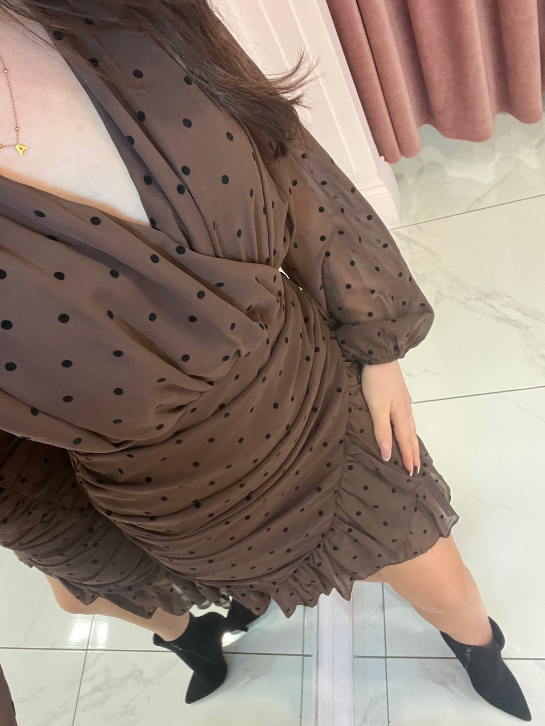 Estella Polka Dot Ruched Dress