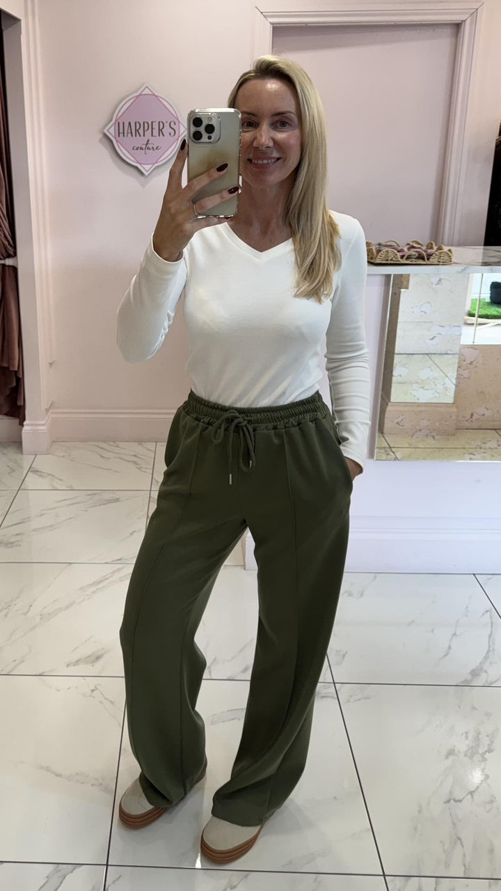 Alex Khaki Super Soft Seam Front Trousers