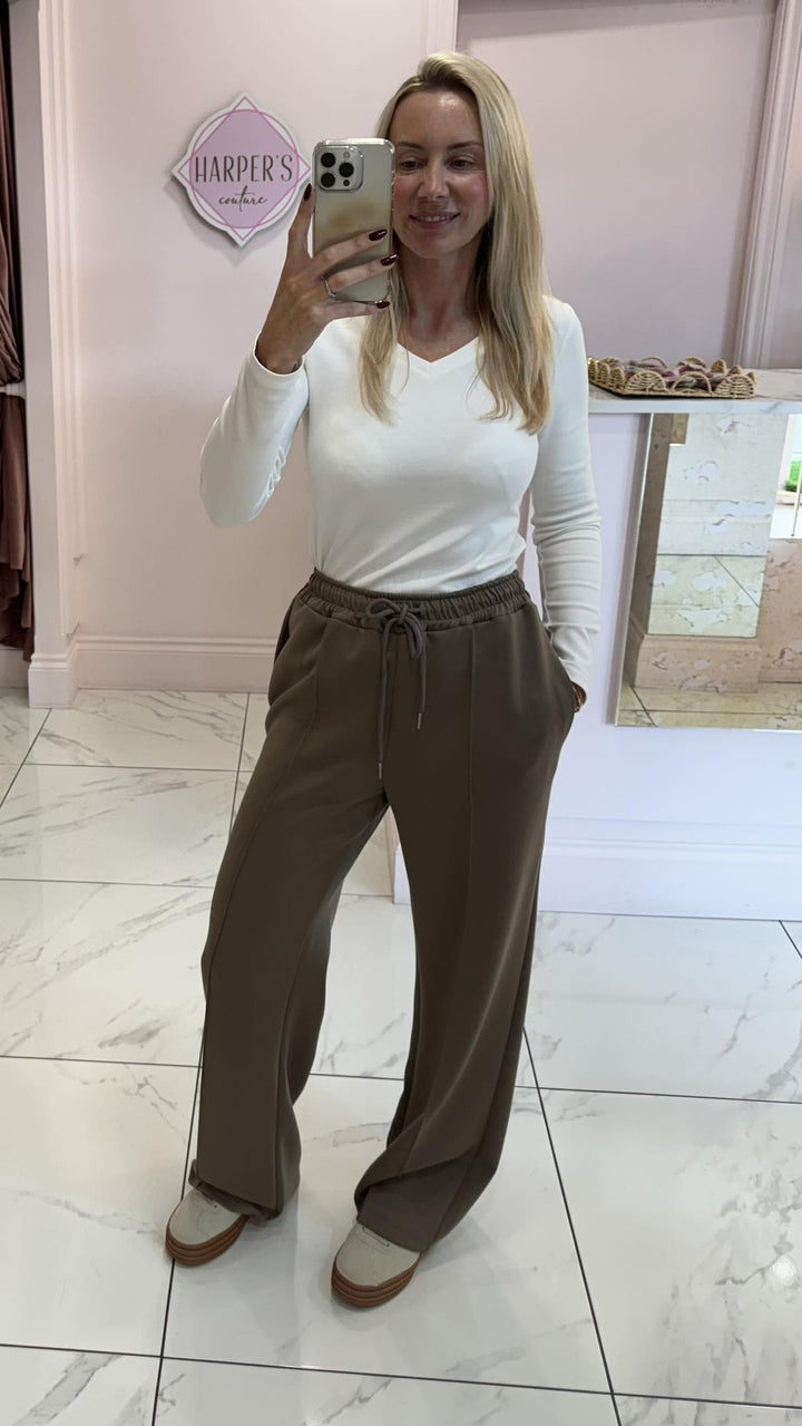 Alex Taupe Super Soft Seam Front Trousers