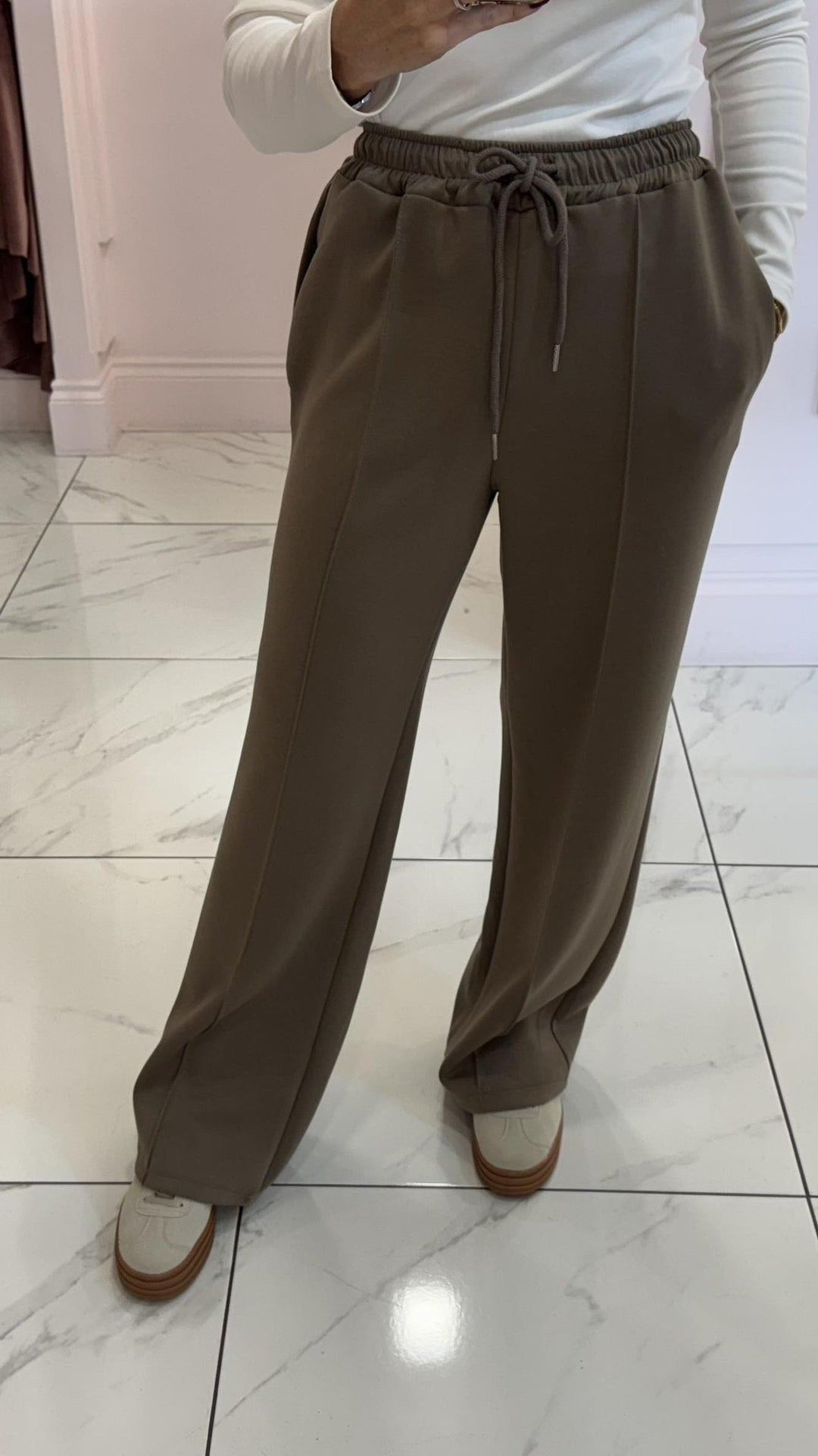 Alex Taupe Super Soft Seam Front Trousers