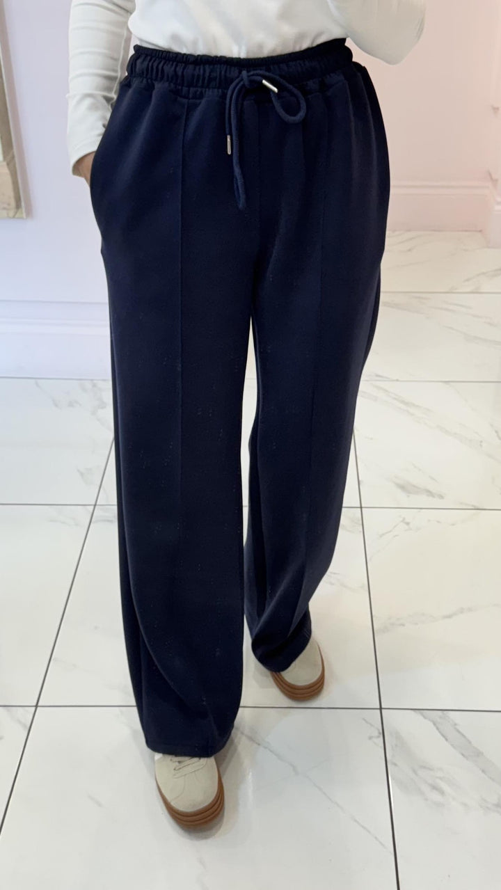 Alex Navy Super Soft Seam Front Trousers